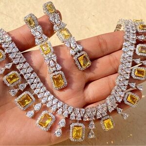 Radiant Yellow and Silver Necklace Set